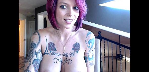  Big Tit Tattoo MILF Anna Bell Peaks Fucks Her Tight Pussy